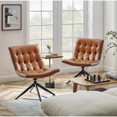 Paynesville Tufted Vegan Leather Swivel Accent Chair