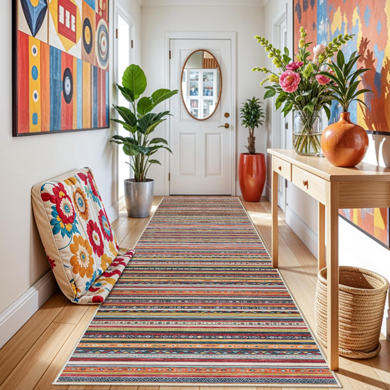 Floral Area Rug, Rectangle 160 x 230 cm, Red