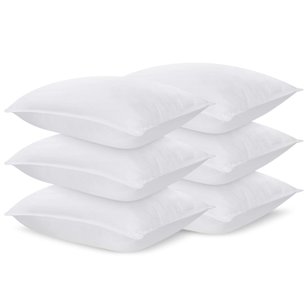 6 Pack UK Standard Hotel Quality Luxury Bed Pillows for Back, Stomach & Side Sleepers