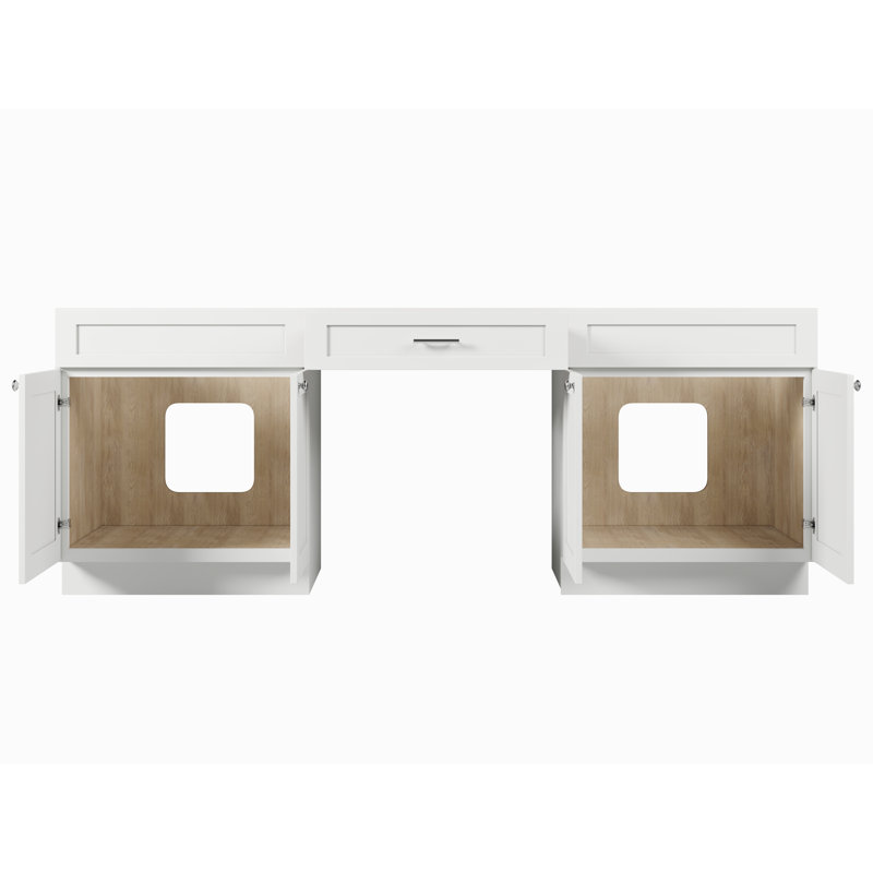 Base de meuble-lavabo double 90 po seulement, Blanc