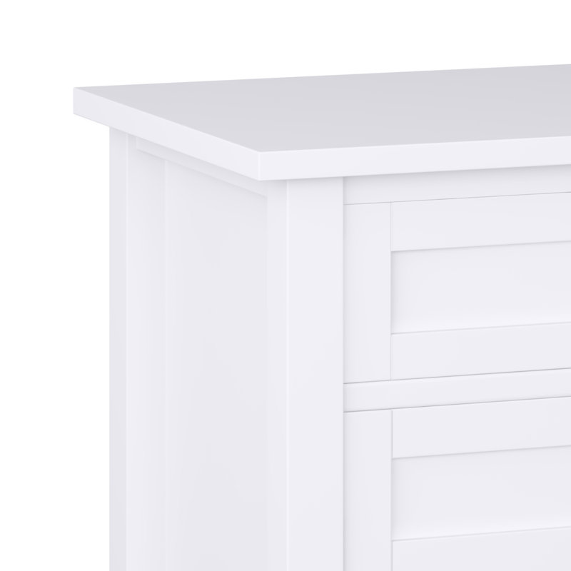 White Solid Wood 2-Drawer Bedside Nightstand