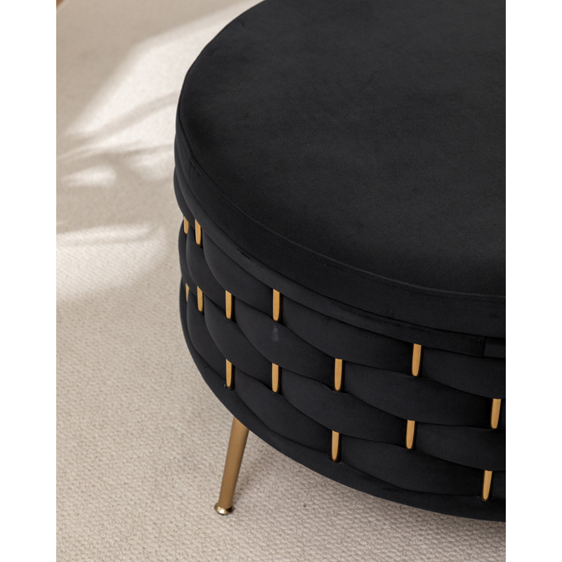 Repose-pieds rond avec rangement Cristen, Noir