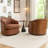 Wooden Vegan Leather Upholstered  Armchair  Swivel Barrel Chair-113403011