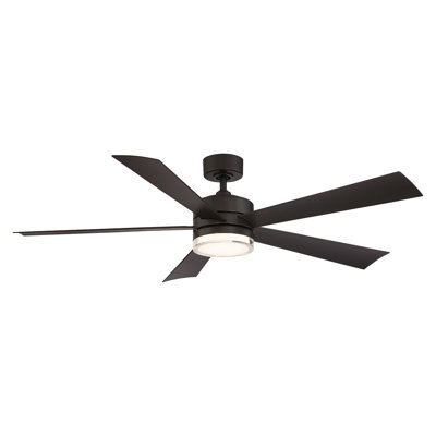 Ventilateur de plafond intelligent à cinq pales d'extérieur et d'intérieur Wynd avec télécommande et ensemble d'éclairage DEL inclus fonctionnant avec les applis Alexa, iOS ou Android
