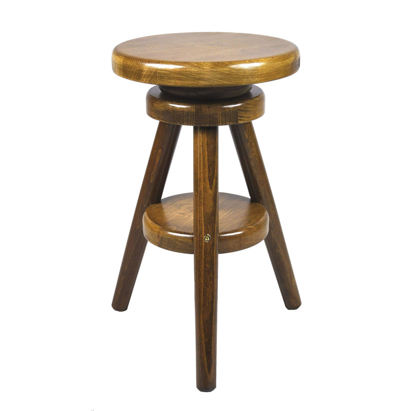 Paz Swivel Solid Wood Adjustable Height Counter Stool, Eiche