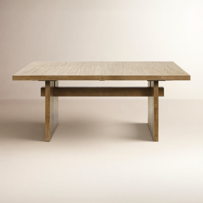 Kamiyha Coastal Wood Kitchen Table, Dining Table, Rectangular Table, Office Table, Brown