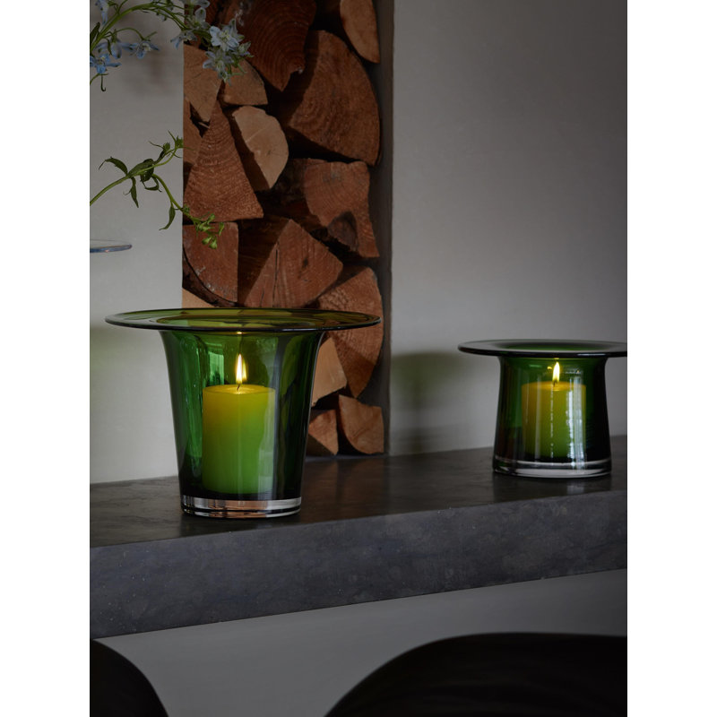 Victoria Glass Candle Holder, 5.25" H x 8.25" W x 8.25" D, Fern Green