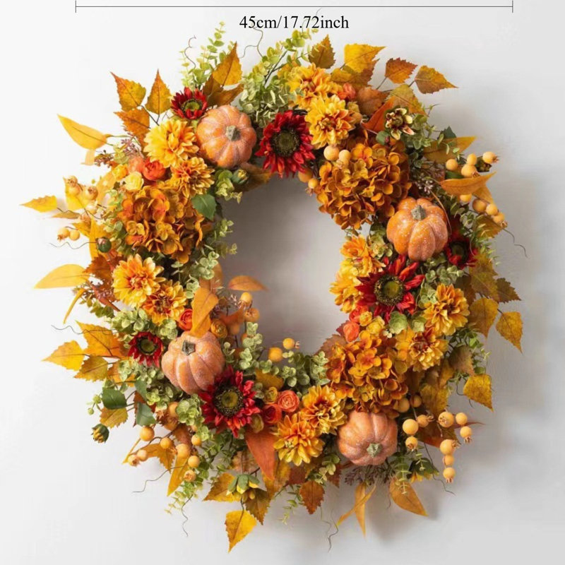 17.7In Fall Pumpkin Wreath