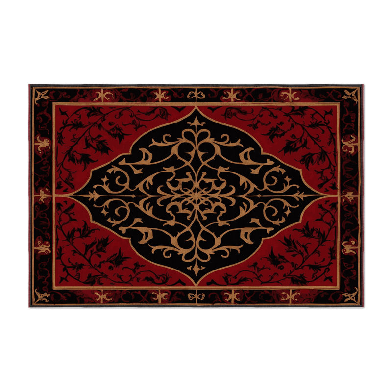 Heraldic Ornament Indoor And Outdoor Area Rug, Rectangle 4' x 6'