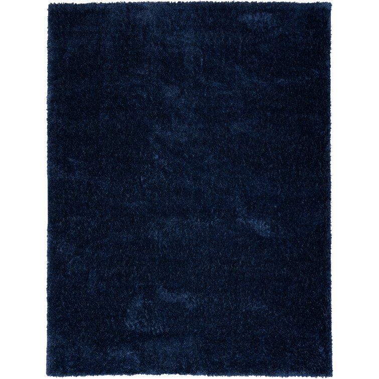 Tapis bleu marine à poils longs Cassanova Pacific