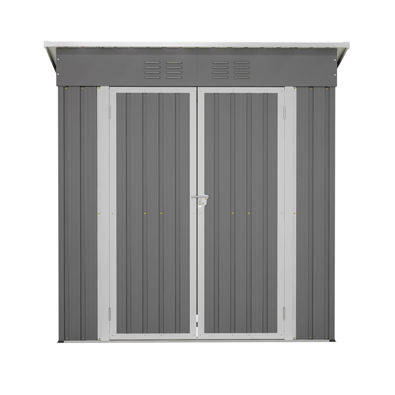 6 ft x 4 ft Gray Galvanized Steel Outdoor Storage Shed