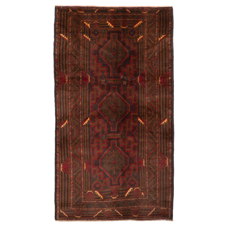 Tapis brun Teimani 3 pi 7 po x 6 pi 10 po