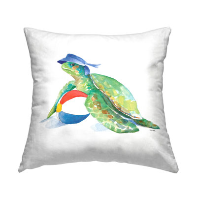 Turtle & Beach Ball Decorative Printed Throw Pillow Design by Lanie Loreth