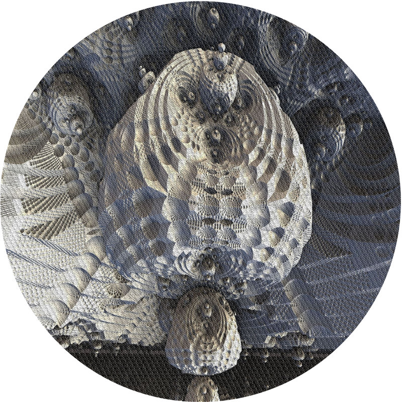 Tapis gris/blanc tissé à la machine, Rond 4 pi