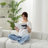 Chenille Curved Sectional Sofa With 4 Pillows-468519956-468519958