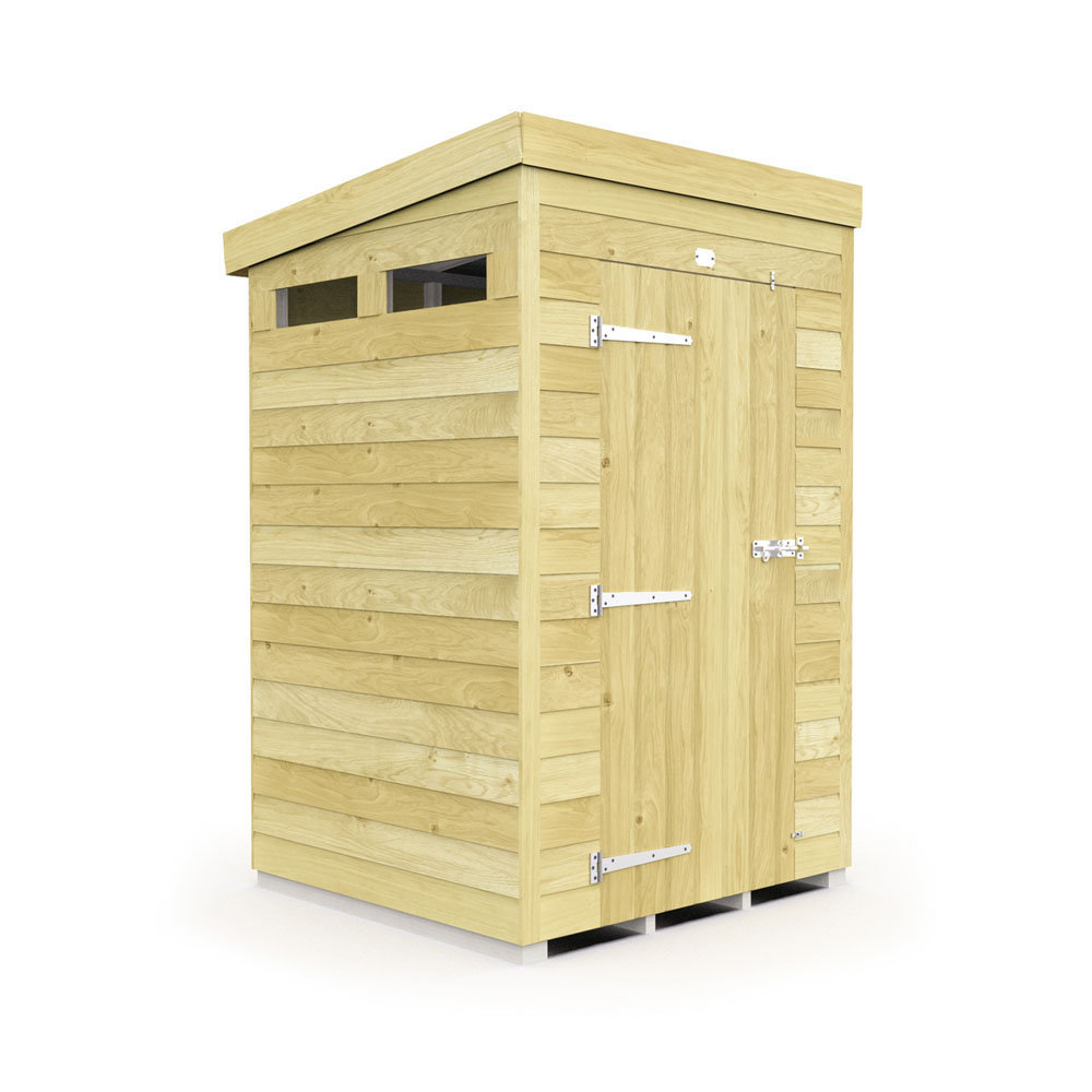 4ft x 4ft Pent Security Shed - Single Door