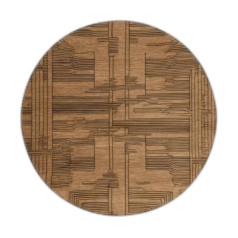 Tapis brun d'intérieur et d'extérieur, Rond 5 pi