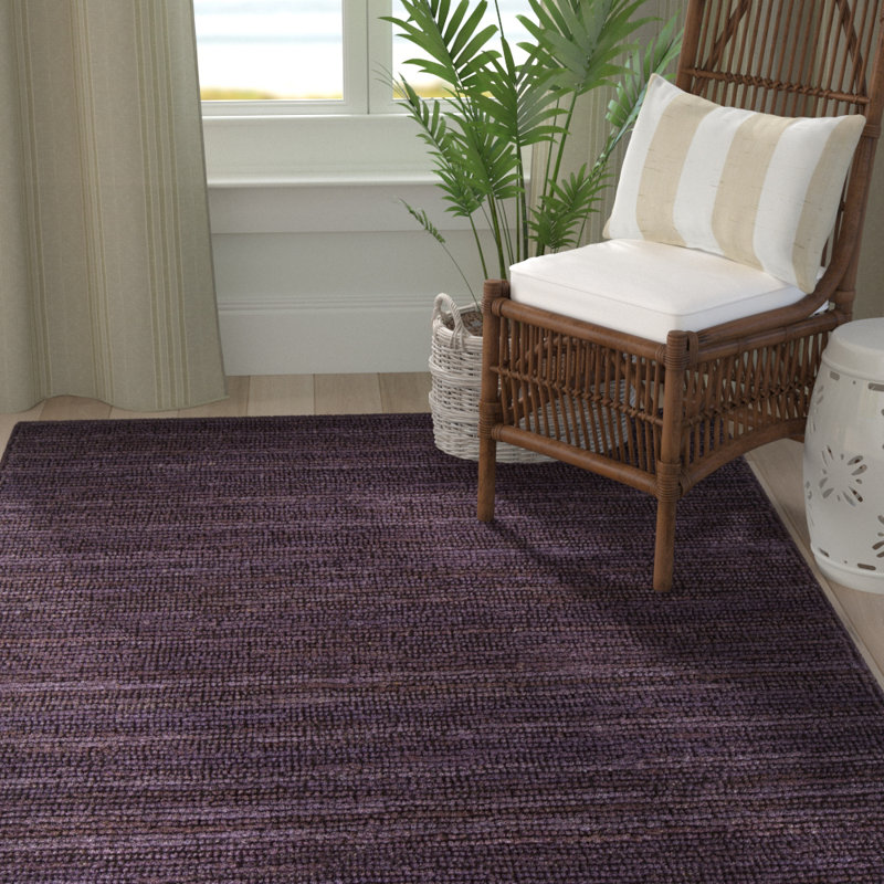 Tapis mauve en jute texturé Lilliana, Rectangle 5 pi x 7 pi 6 po