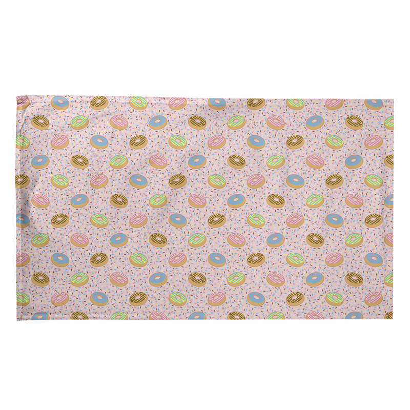 Torchon à motif de beignes, Rose/bleu/jaune, Polyester sergé