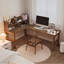 Bureau en L en bois massif avec 2 tiroirs Walmut-953252988-953252990
