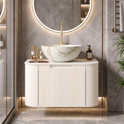 Meuble-lavabo mural simple 24 po avec surface solide 24 po