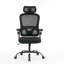 Chaise de bureau ergonomique en filet, chaise de bureau à haut dossier avec accoudoirs 3D, soutien lombaire vers le haut et le bas, chaise de travail pivotante pour ordinateur avec appui-tête réglable en 2 dimensions