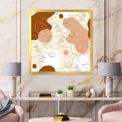 «One Line Dessin of Beautiful Woman», impression sur toile