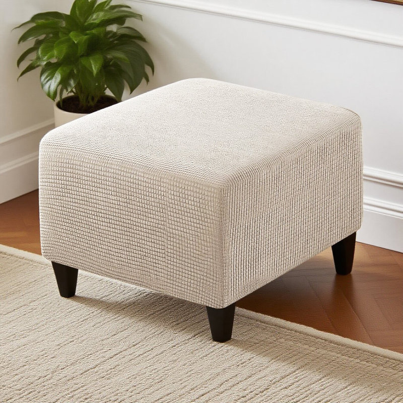 Couvre-pieds extensibles en jacquard à carreaux lavables à la machine et lavables à la machine avec protège-repose-pieds élastique