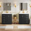 Ensemble de meuble-lavabo 60 po avec lavabo en céramique, armoire de rangement en bois massif, ensemble de meuble-lavabo autoportant avec 3 tiroirs et portes à fermeture douce-52860772