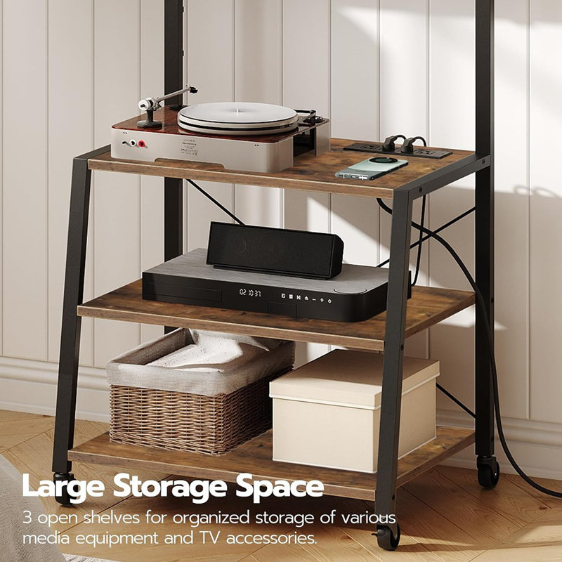 Rolling TV Stand With Mount And Power Outlet Up To 55 Inc...
