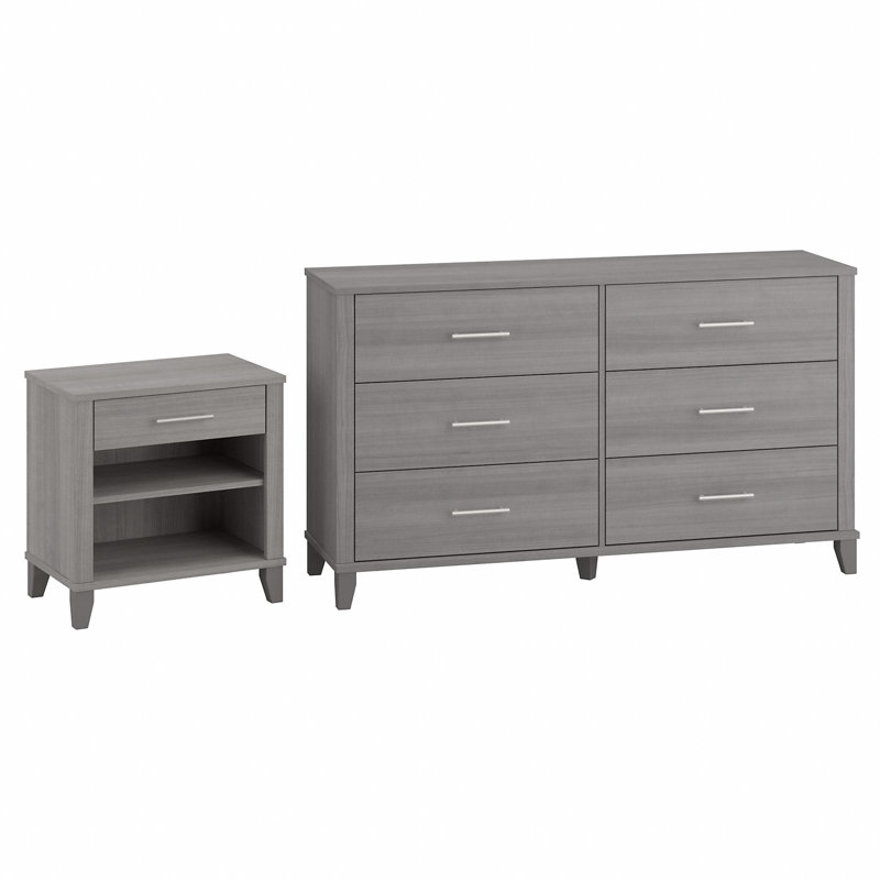 Ensemble de commode 2 pièces Giovanna, Gris platine