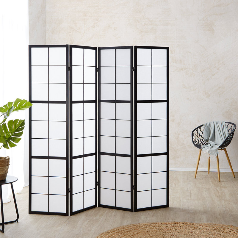 Bastian Room Divider, Black, 4 Panels