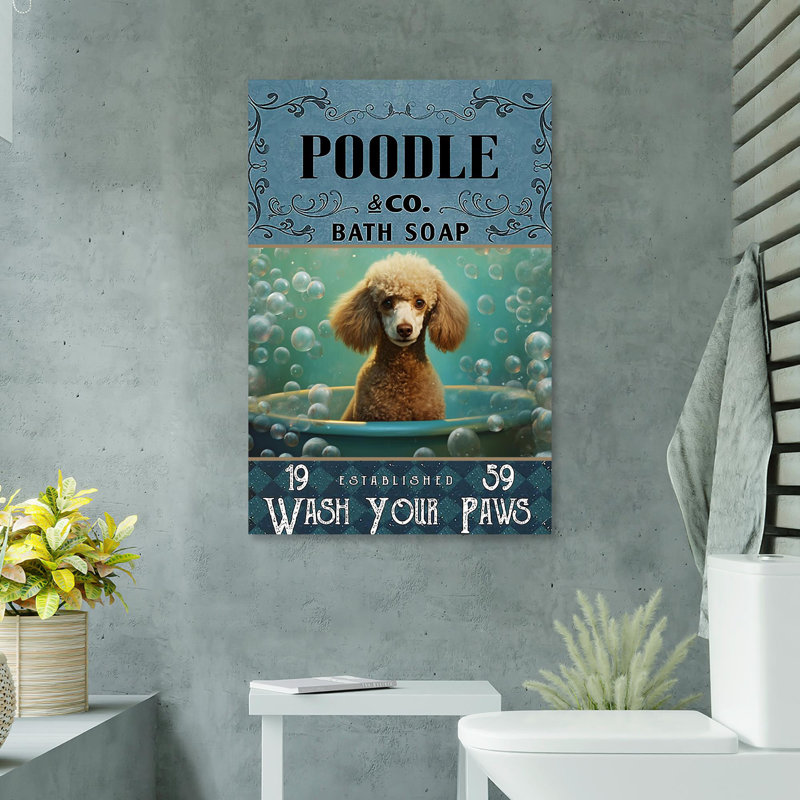 Poodle Bath Soap 1 - 1 pièce, impression sur toile tendue, H 14 po x l 11 po x P 1,25 po