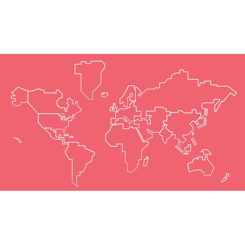 Papier peint carte du monde moderne, décoration murale ludique, L 108 po x l 140 po, Rose