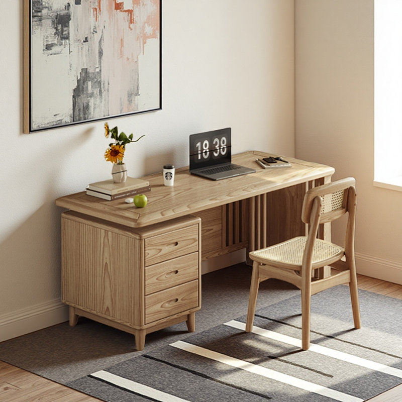 Simplified wooden style desk and chair set