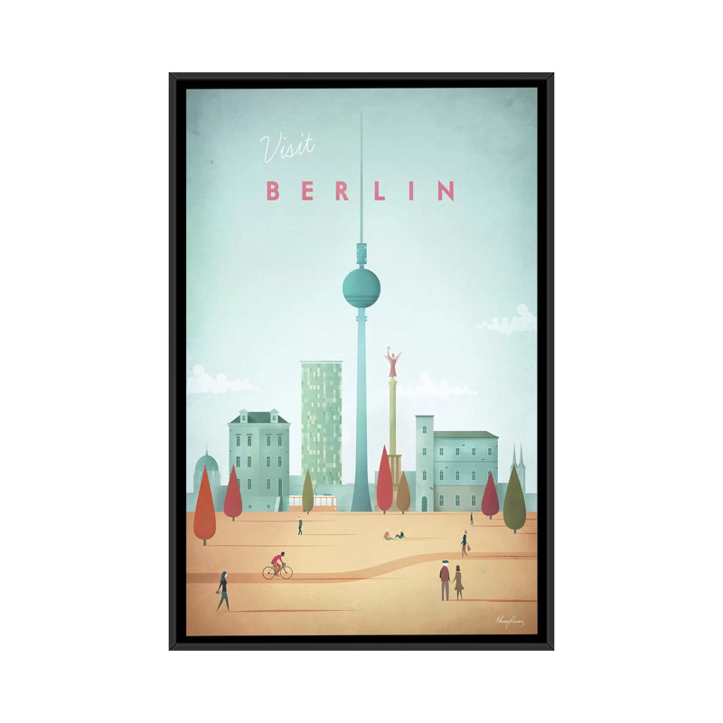 " Berlin " by Henry Rivers, 26" H x 18" W x 1.5" D, Black Framed Canvas, No Mat