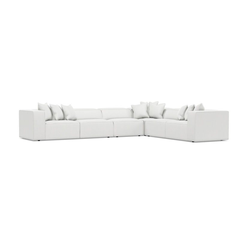 Bernhardt Bliss 4-Piece Fabric Sectional, 28" H x 160.5" W x 123.5" D, White Polyester Blend