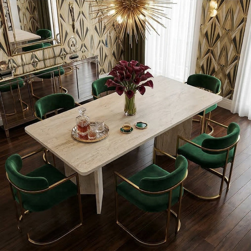 71" Rectangular Multipurpose Dining And Conference Table, Travertine