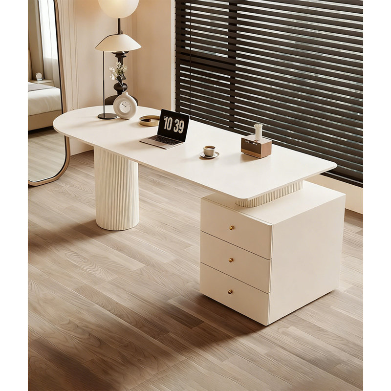 Bureau moderne en pierre frittée de style minimaliste, H 29,52 po x l 62,98 po x P 31,49 po