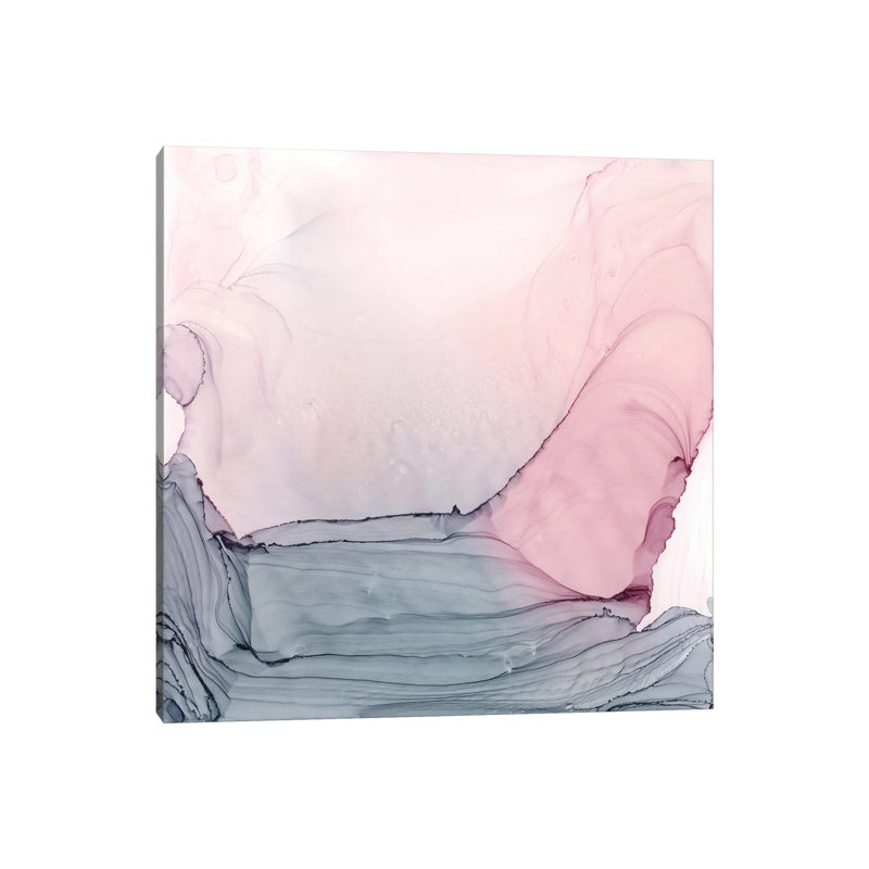 Blush & Grey Ripples by Elizabeth Karlson - Wrapped Canvas Print, 30.48cm H x 30.48cm W