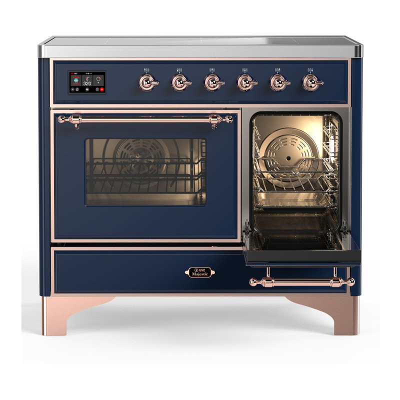 Majestic III Series 40 Inch Induction Range with 6 Induction Elements in Stainless Steel (Brass Trim), Mightnight Blue