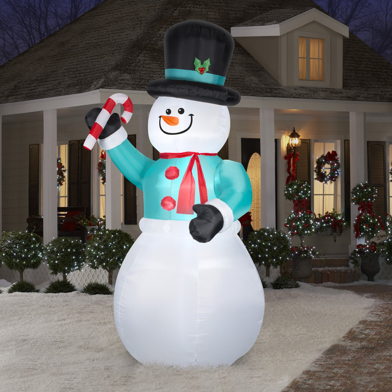 Snowman with Candy Cane Inflatable