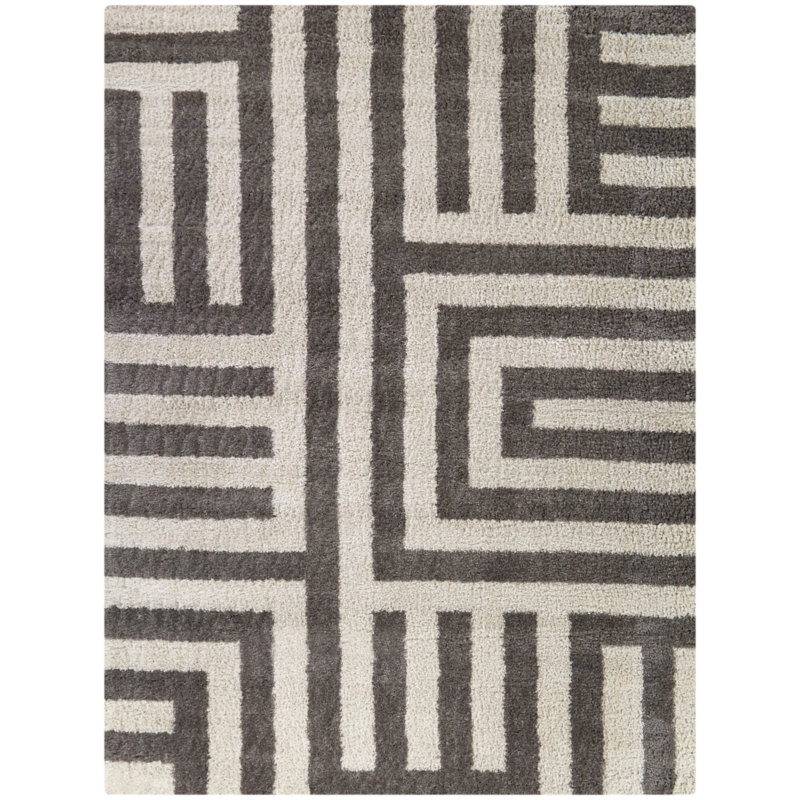 Tapis géométrique tissé à la machine rectangulaire rectangulaire 7 pi 10 po x 10 pi Jula