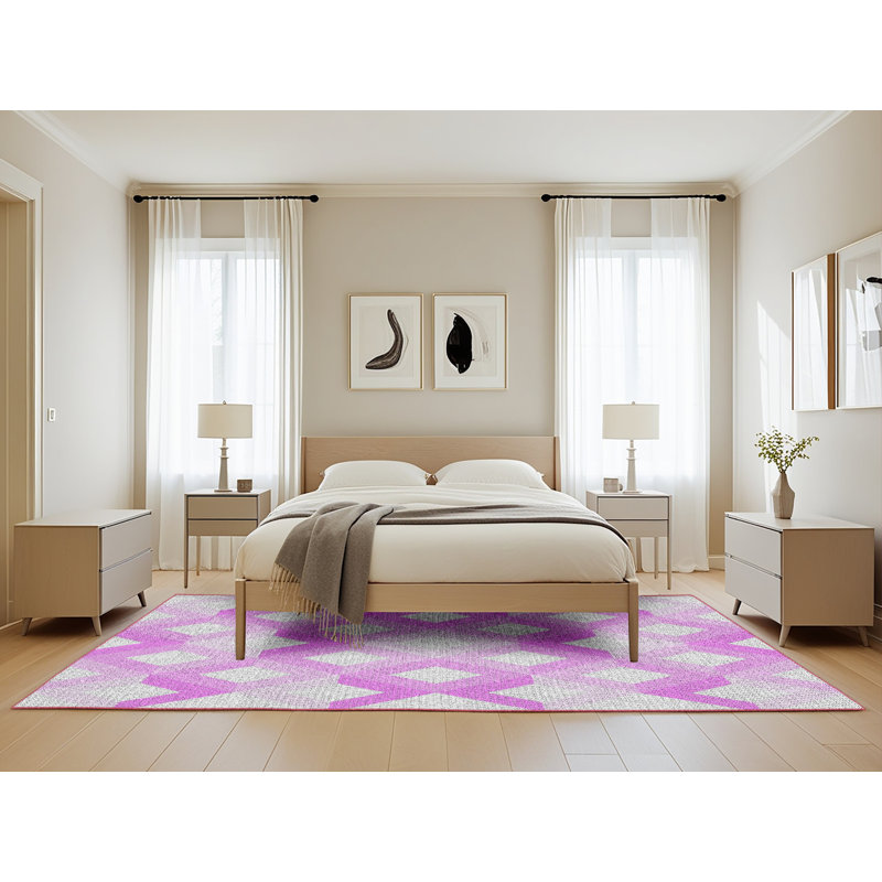 Tapis mauve à motif géométrique Koeller, Rectangle 5 pi x 8 pi