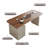 Modern Desk with 3 Drawer Storage, 70.86" Walnut Wood Top with Asymmetric Cream Base for Office