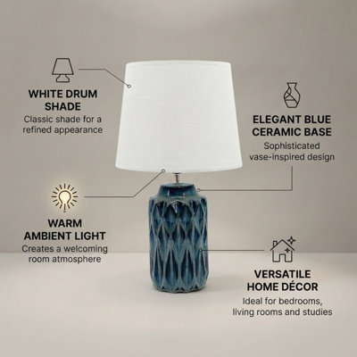 Modern Eads & Ealey Ceramic Table Lamp – Stylish & Sophisticated Handcrafted Accent Lighting for Bedside, Living Room or Office