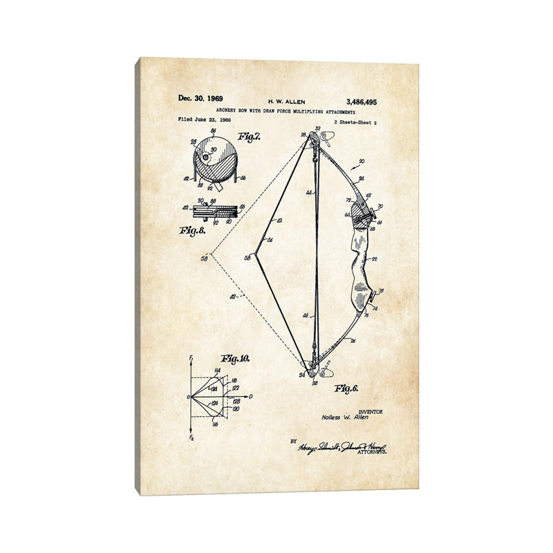Compound Bow by Patent77 - Wrapped Canvas Gallery-Wrapped Canvas Giclée, 66.04 cm H x 45.72 cm W x 3.175 cm D