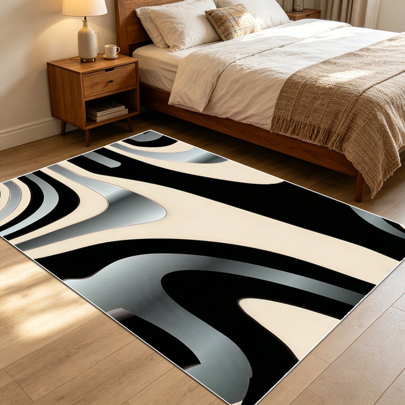 1PC Modern Abstract 3D Swirling Wavy Stripe Pattern area rugs for Living Room, Soft and Comfortable, Suitable for all seasons, easy-to-maintain, machine washable Indoor floor mat, Under Table Farmhouse suitable for dining table, bedroom, home office,