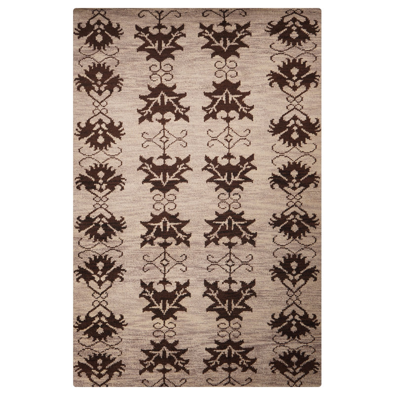 Brown Wool Handmade Floral Indoor Area Rugs Hand Knotted Rectangle, Rectangle 8' x 10'