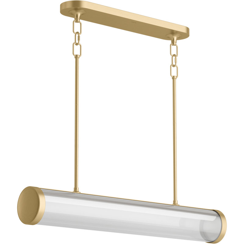 Purist 34-In Led Linear Chandelier, Brushed Moderne Brass
